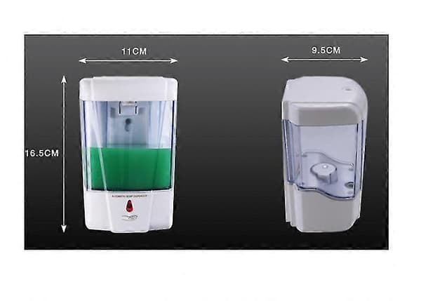 2024 600 ml automatisk flytande tvåldispenser med infraröd sensor, väggmonterad och beröringsfri (vit)