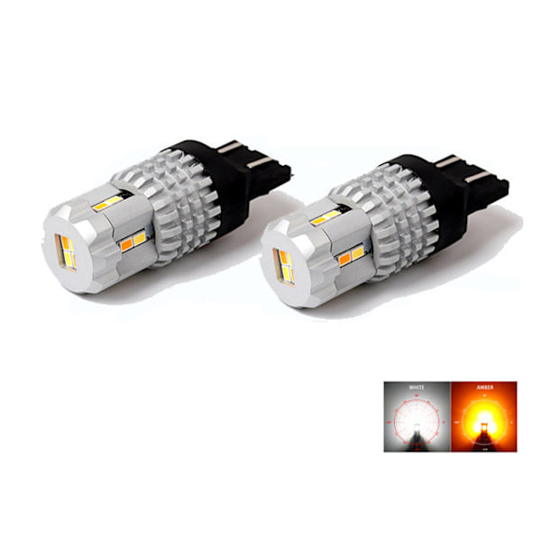 T20 7443 W21/5w Led Dualcolor gul-hvid 2-pak w3x16q w316q (W)