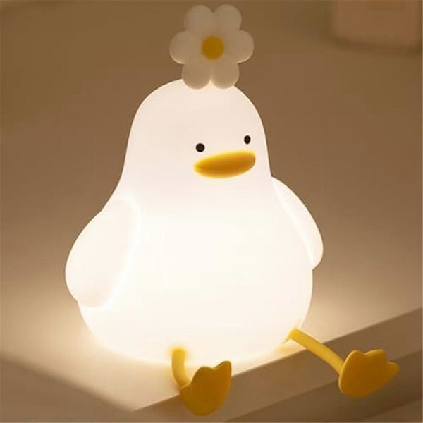 Blomster And Natlampe, 3 Farver Silikone Natlamper, 1200MAh Genopladelig Sød Lampe, Timer Nat L (W)