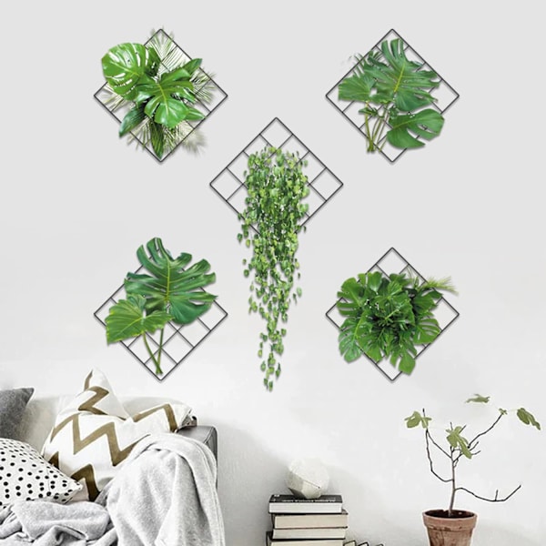 3D väggdekaler med gröna växter, väggdekaler med gröna växter, vaser med blommor, väggdekaler för kök, sovrum, vardagsrum (A)