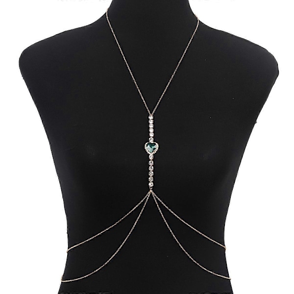 Hjerteformet Brystkjede med Rhinestone Kroppskjeder for Kvinner og Jenter (W)