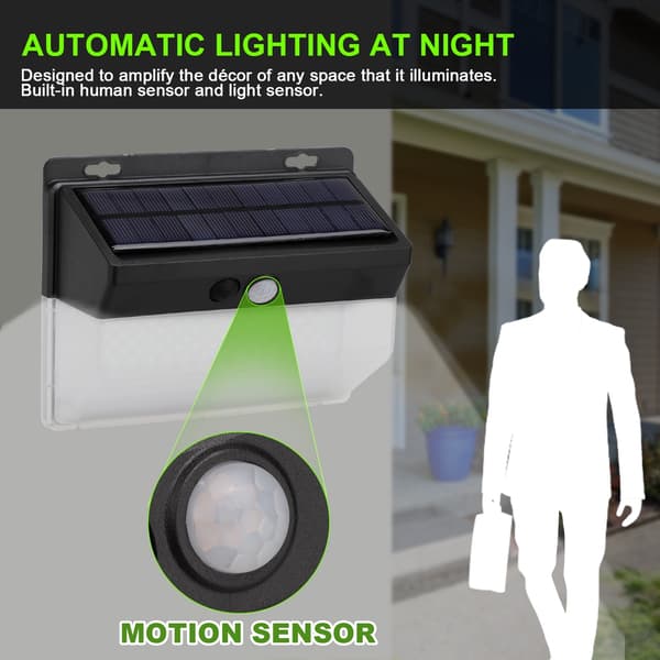 Utomhus Solcellslampor med Rörelsesensor, Tålig ABS, 3 Lägen, Enkel Installation