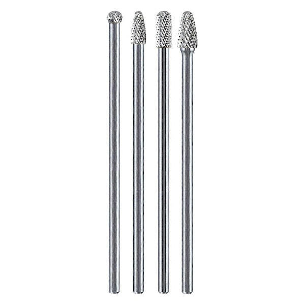 4 stk. lange skaft wolframcarbid fræsersæt bits 6 mm langt skaft 155 mm skåret port støbt indsugning udstødning (W)