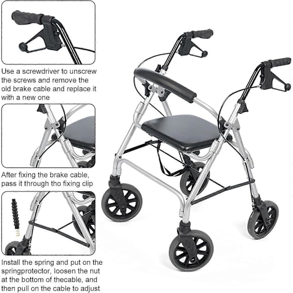 14 stk. Rollator Bremsekabel Udskiftningsdele, Rollator Dele Rollator Bremsekabel (W)