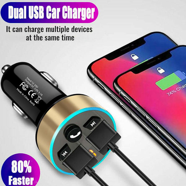 Bil Trådløs Bluetooth FM Transmitter MP3 Afspiller 2 Håndfri USB