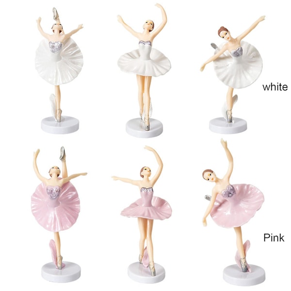 3 stk Ballerina Statuer Ornament Dansende Jente Danser Balletfigurer For Hjem Bursdagskake Dekor Pink