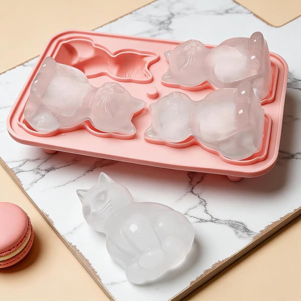 3D Kattformad Silikonisbitsform – Återanvändbar Isbitsform (W)