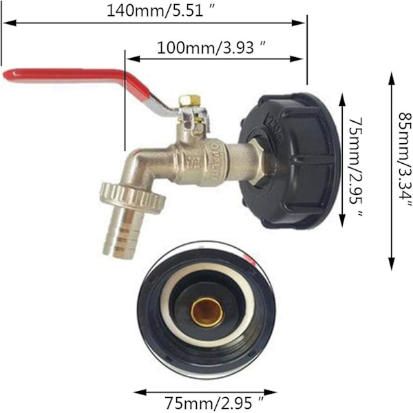 1/2\" Ibc Vattentank Adapter, 1000l Tank Kran, Ibc Behållare Adapter, Ibc Tank  Present [FW]