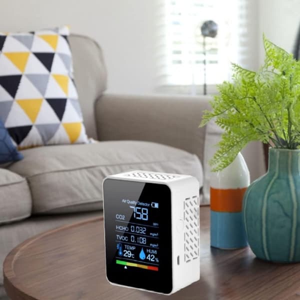 Innendørs Luftkvalitetsmåler med CO2-deteksjon, 5 Sensor Kompakt Digital Enhet