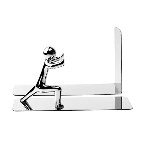 1 par kreativa bokstöd Kong Fu bokstöd i metall Bokstöd för tunga böcker Hemtillbehör Fw Silver 18.5x11.5cm