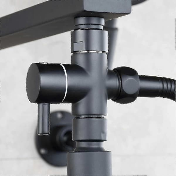 Messing 3-vejs afspærringsventil G 1/2 til badeværelsesbruser og håndbruser, sort (Fww)