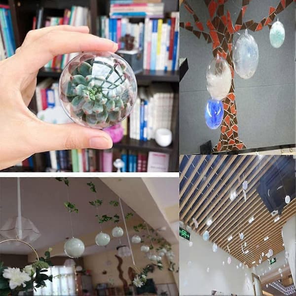 Gjennomsiktige julekuler i plast, fyllbare, 15-pakning (60 mm diameter)