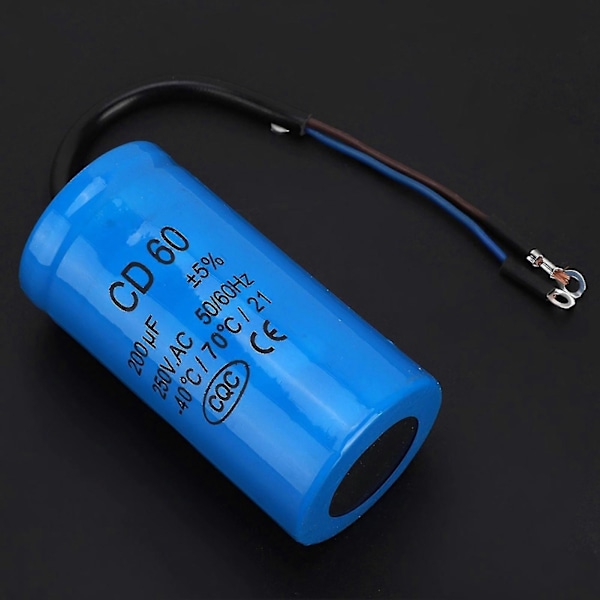 200uF 250V AC CD60 Driftskondensator med ledning til motor luftkompressor p (W)