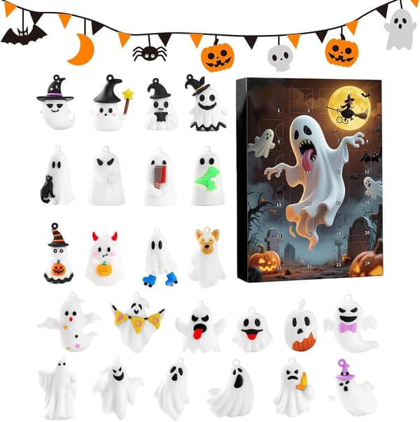Halloween-julekalender med samleobjekt spøgelsesgnom-figur (24 dage), til drenge og piger (W)
