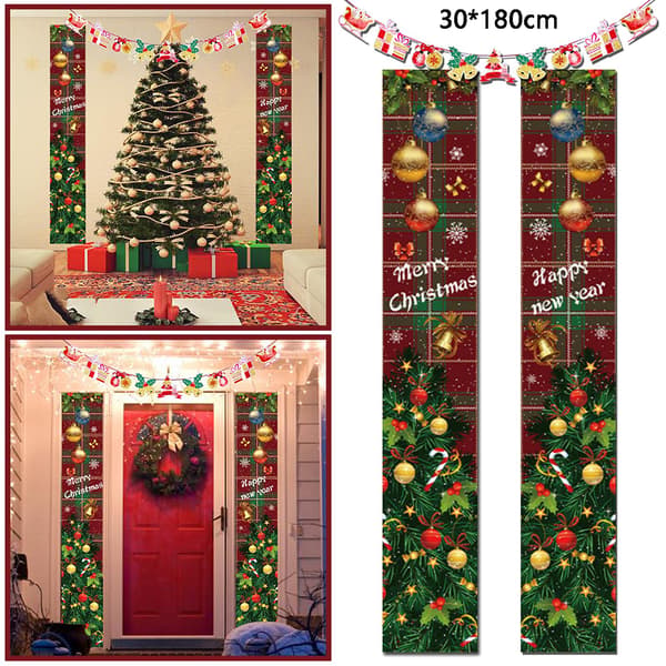 Jul Glædelig Hængende Banner 180x30CM 2 Stykker