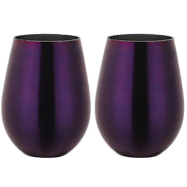 2 Pcs Wine Tumbler Stainless Steel Stemless Wine Glass For Travel