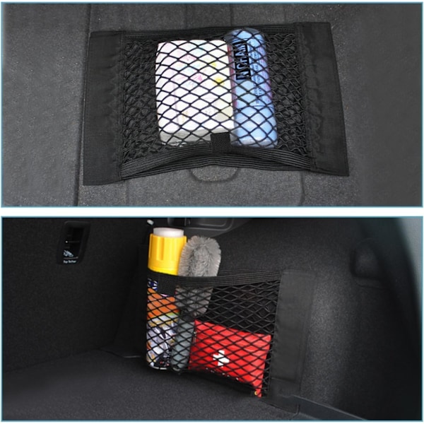 2 stk. bil velcro dobbeltlags mesh lomme bagagerumsnet taske bil (B)