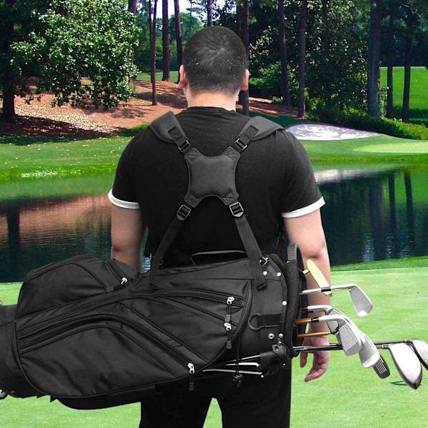 Golf Skulderstropp Tykk Stor Lastbærende Skulderpute Stropputskifting Bred Golf Skulderbelte Golfbag Tilbehør Black