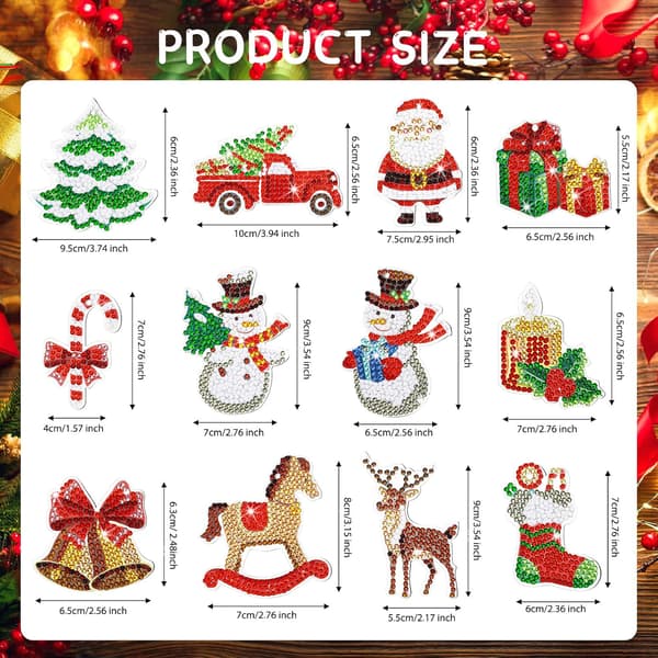 Jul diamantmålning ornament 12 st 5D DIY målningssatser