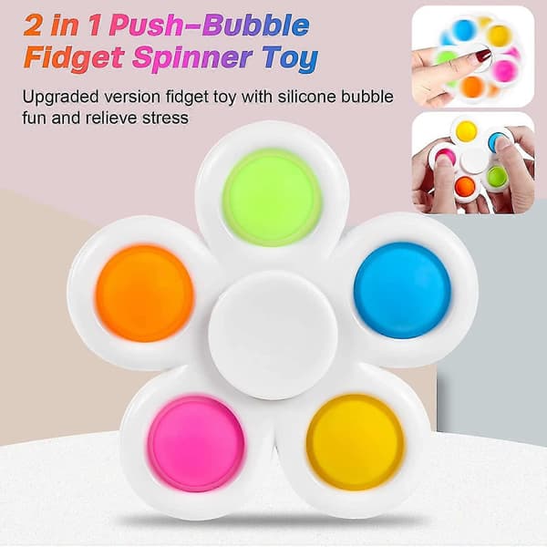 6-pak Pop Fidget Spinnere, Push Bubble Fidget Spinner, Festgave Sensorisk Simpel Fidget (Fww)