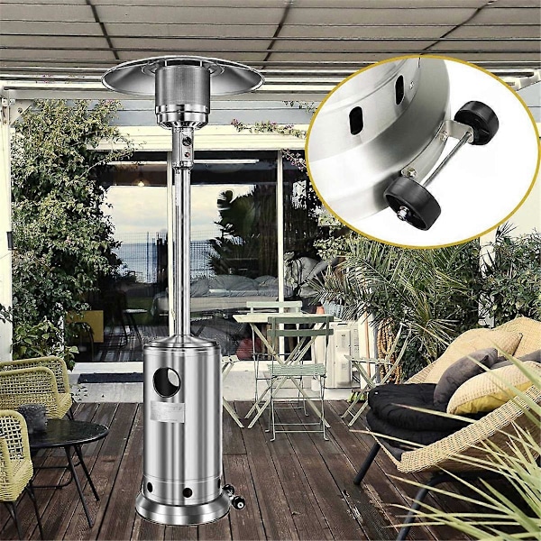 Terrassevarmer Hjul Kit - Rustfrit Stål Sølv Beslag + Sorte Hjul (B)