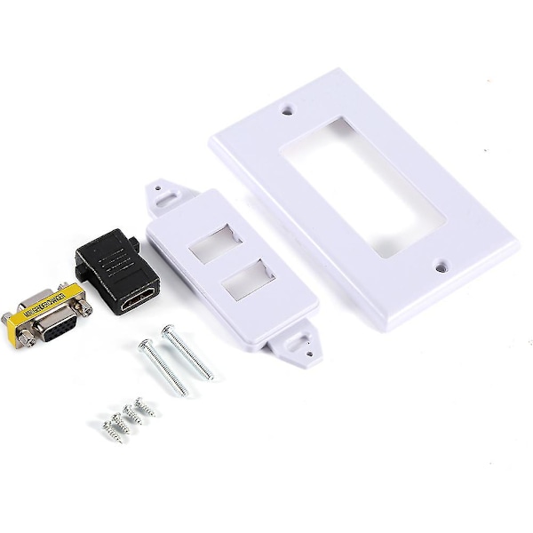 Port HDMI Hona 1 Port VGA Hona AV Vägguttag Video Socket Frontplatta Vit (W)