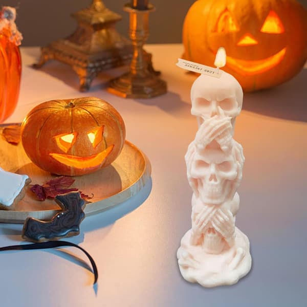 Kranieformet lysform, genanvendelig og non-stick silikoneform, ideel til Halloween, modellervoks. (W)