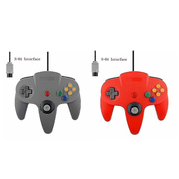 2-pakks Klassisk Ledningsbasert N64-Kontroller Retrospill 64-bit Spillkontroll Joystick Erstatningskontroll - G 23 2pcs