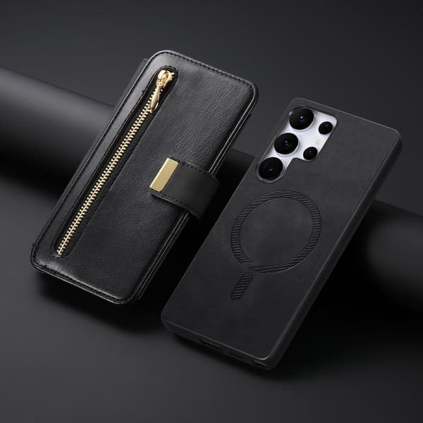 Magnetiskt plånboksfodral för Samsung Galaxy S24 Ultra Svart