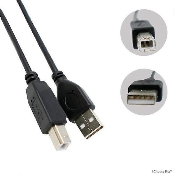 INECK 1,8M USB-skrivarkabel AB Svart för alla HP-skrivare inklusive Deskjet Photosmart LaserJet Officejet Inkjet Färg (W)