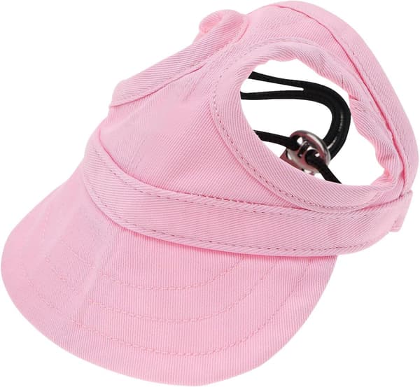 Hundehat til kæledyr, pink, størrelse M, justerbar solhat i kanvas