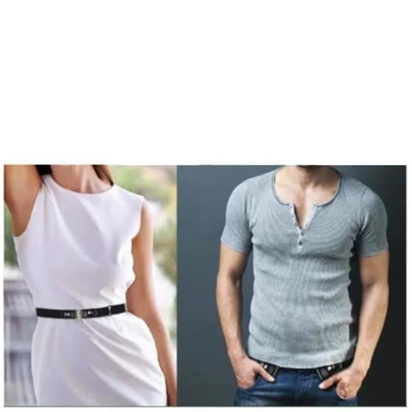 Elastisk bælte - Intet spænde - Unisex - Koskind - 102cm - Sort (Fww) Noir
