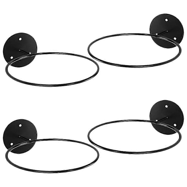 4 stk. Veggmontert Basketballutstillingshylle Metall Fotballstativ Multifunksjonelle Ballholdere Ballhylle [fw} Black 23.50X18.50X6.50CM