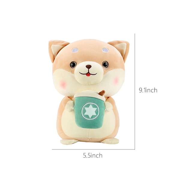 9 Tuuman Koiran Plushie Täytetty - Kawaii Söpö Kupla Teemäinen Maitotee Nuken Leikkikalu Lahjat Pojille Ja Tytöille - HarmaaKeltainen