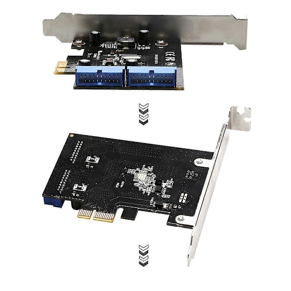 PCI Express USB 3.0 19-nastainen laajennuskortti PCIE 1X - 2 porttia USB 3 19-nastainen adapteri sisäinen USB3 20Pi (W)