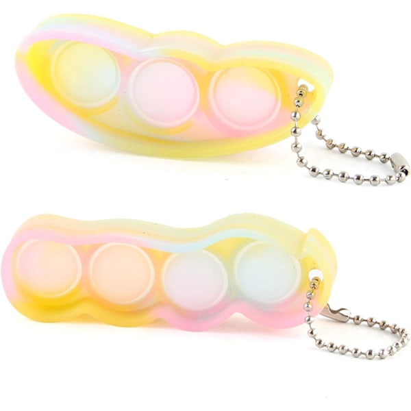 2-pak squeeze-a-bean fidget legetøjssæt, Edamame nøglering (W)