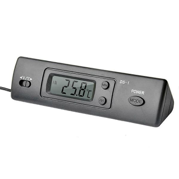 -1 Bil Termometer LCD Display C/F Ur Temperatur Sensor Controller Indendørs Udendørs Termostat med Probe (Fww) Black