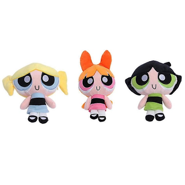 Nye 3 stk./sæt 20cm Tegneserie Anime Powerpuff Plushestøvede Legetøj Talrige Blomst Buttercup Bobblehead Plushestøvede Dukker Gaver til Børn