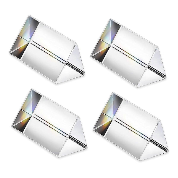 4 st Klar Triangulär Prisma för Regnbågsljus Kristall Optiska Prismor Glas Fysikundervisning Refraktion