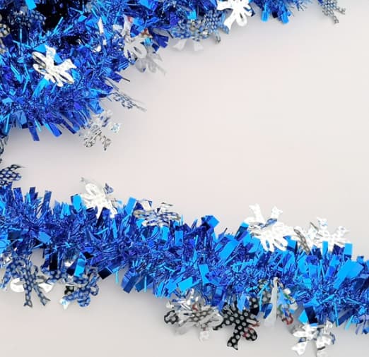 Blå Glitter Snøfnugg Girlander Vinter Juledekorasjon