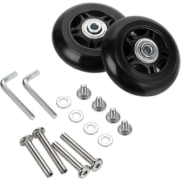 2 st Resväskehjul Reservhjul Reparationslager för Bagageväskor 7024mm, Svart (W)