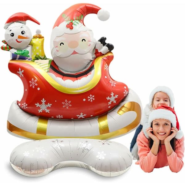 Jul Uppblåsbar Tomte Ren Släde 180cm Utomhus Inomhus Dekoration