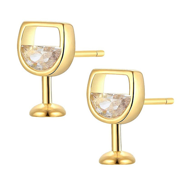 1 Par Snygga Örhängen Cubic Zirconia Vinglas Cubic [FW] Golden
