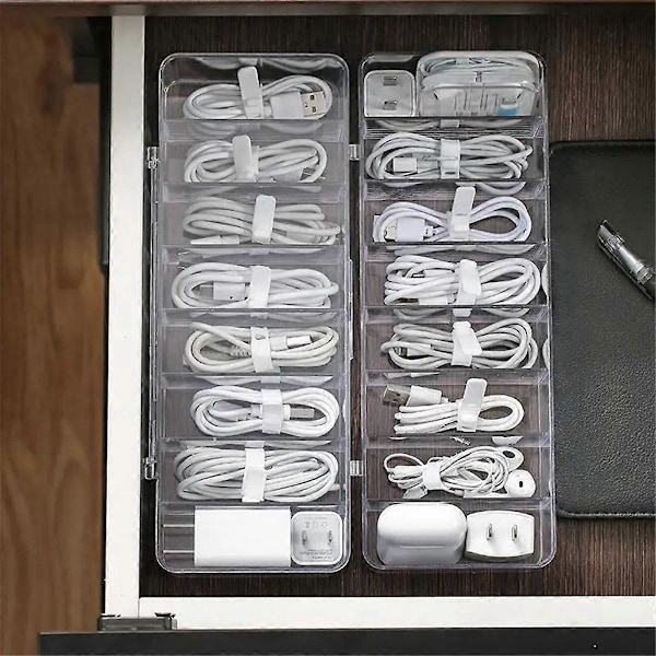 Hörlurs Datakabel Laddningskabel Förvaringslåda Skrivbordsmaterial med Transparent Plast Datakabel (W)
