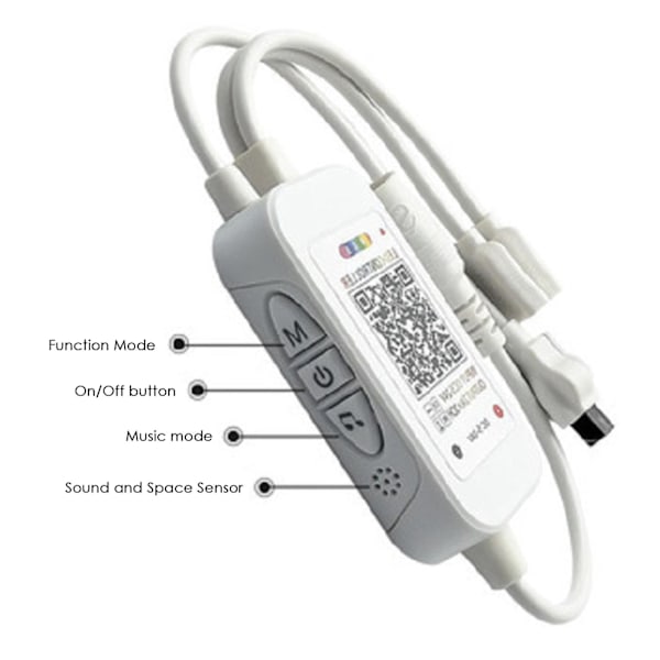 Dc5-24v Bluetooth LED Controller + 40 Tasters Fjernbetjening App Kontrol Og Musik Synkronisering Rgb Ir Rf Til 50 [FW] White