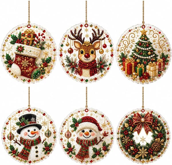 DIY Julgransprydnadssats i trä 12 delar Pärlkonstpresent Vuxen