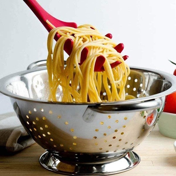 Armrouns Silikon Pastagaffel, Spaghetti Server Skedda Värmebeständig 600F, Livsmedelsklassad Pastaslev, BPA-Fri, Nudelslev. (Silikon)