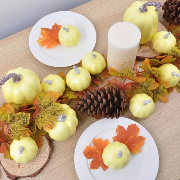 Søde, farverige, bærbare og alsidige græskardekorationer (gul), perfekte til Thanksgiving (W)