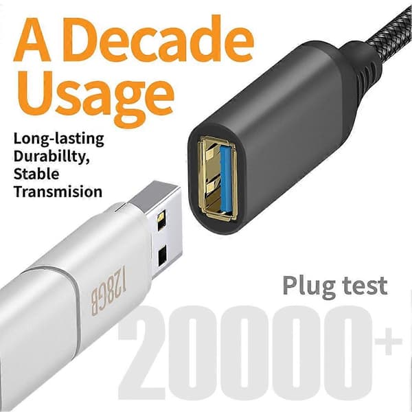 USB 3.0 Typ B Förlängningskabel 1m 5Gbps Snabb Dataöverföring Nylonflätad