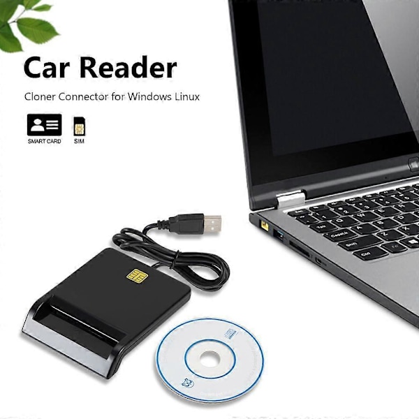 USB 2.0 Smart ID-kortlæser til SD ATM CAC TF Bankkort SIM-kortlæser USB-CCID ISO-stik til Windows Linux (W)
